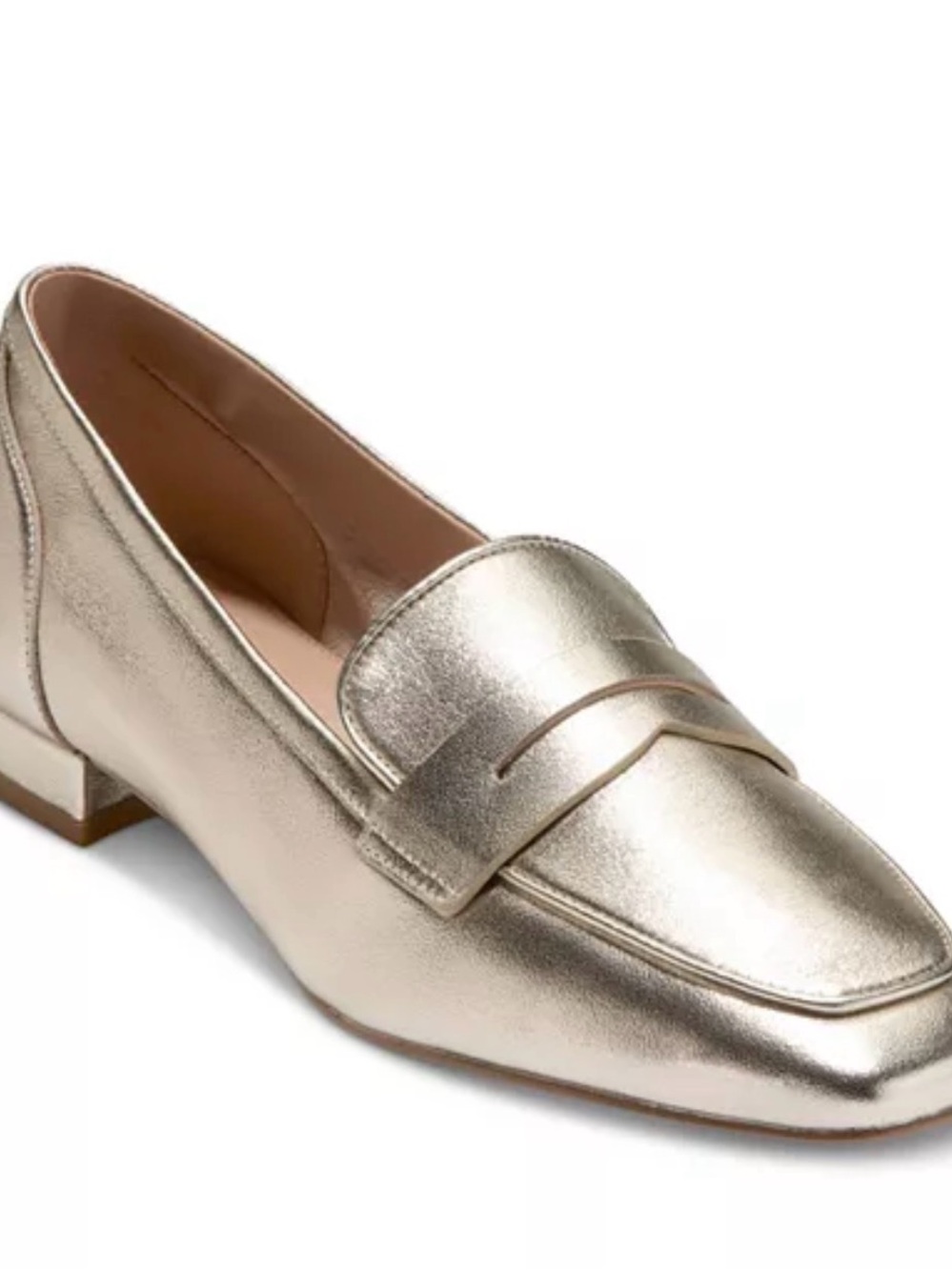 Cole Haan Tareae Metallic Gold Soft Leather Penny Loafer - Shimmering Gold - 8